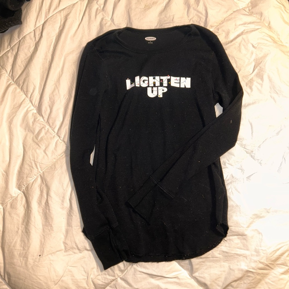 “lighten up” old navy Christmas pajama top